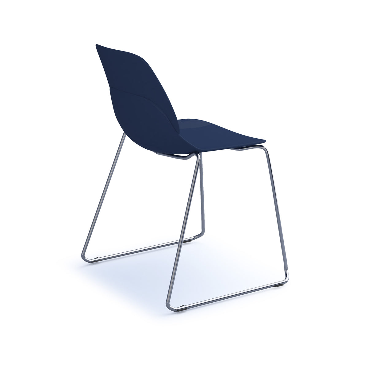 Strut multi-purpose un-upholstered chair with chrome sled frame - navy blue - view 2