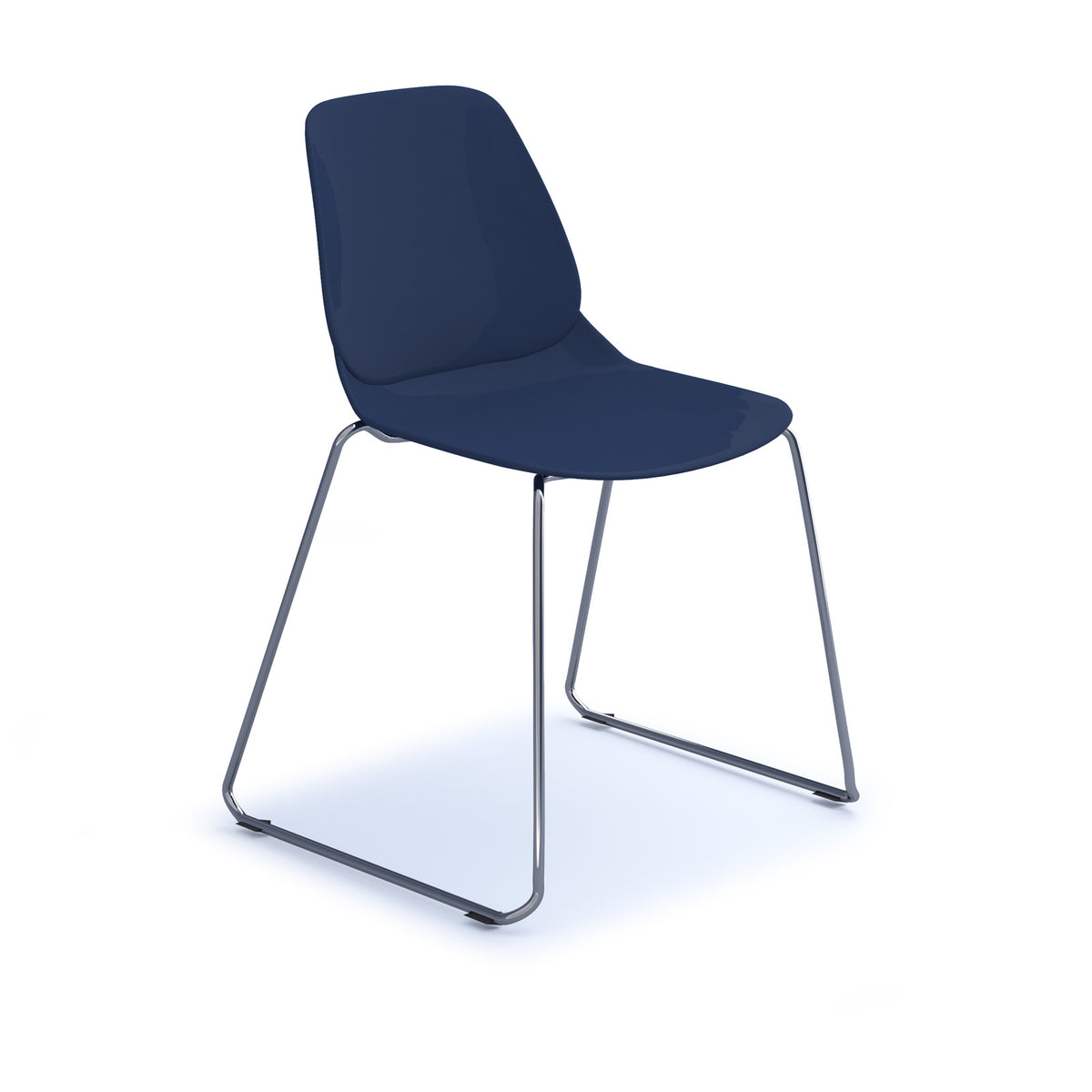 Strut multi-purpose un-upholstered chair with chrome sled frame - navy blue - view 1