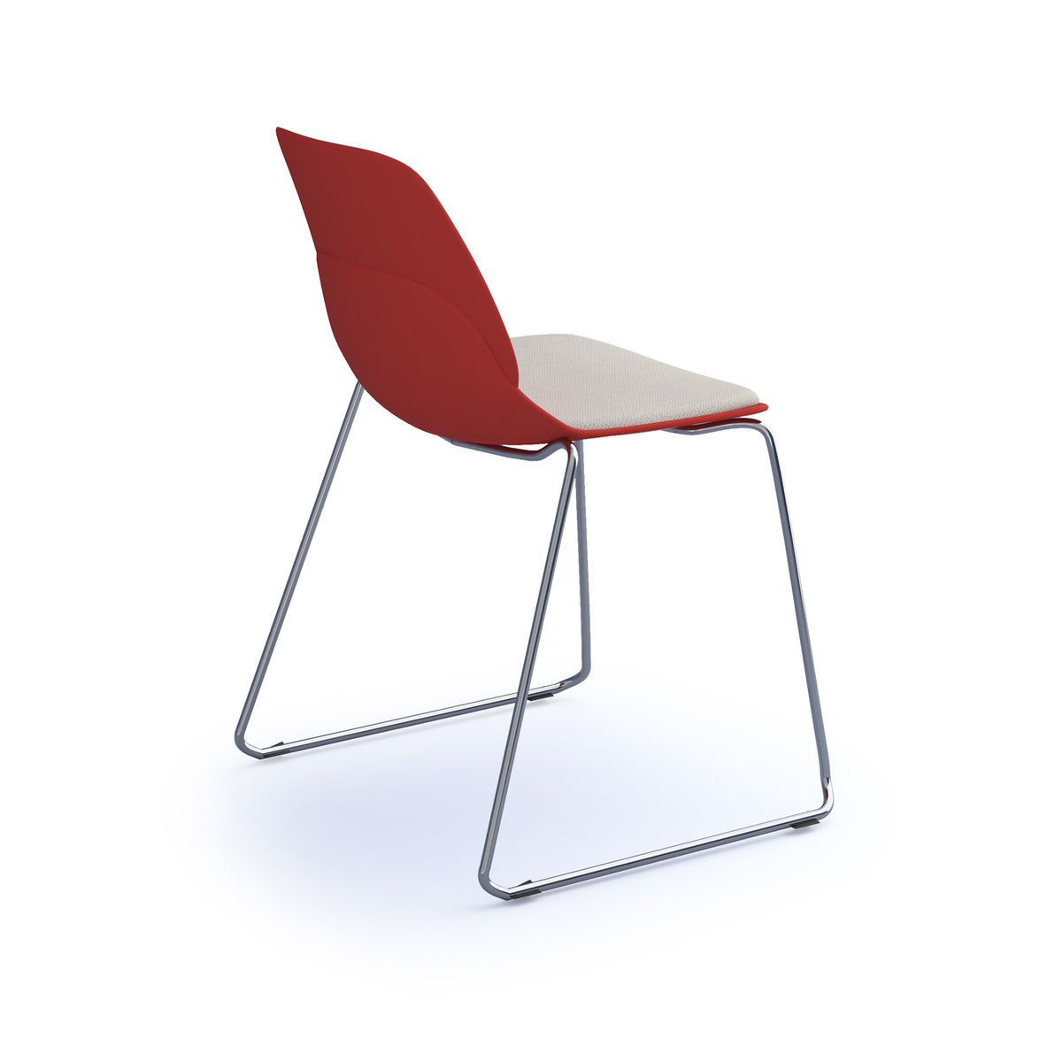 Strut chair with upholstered seat pad and chrome sled frame - red - view 2