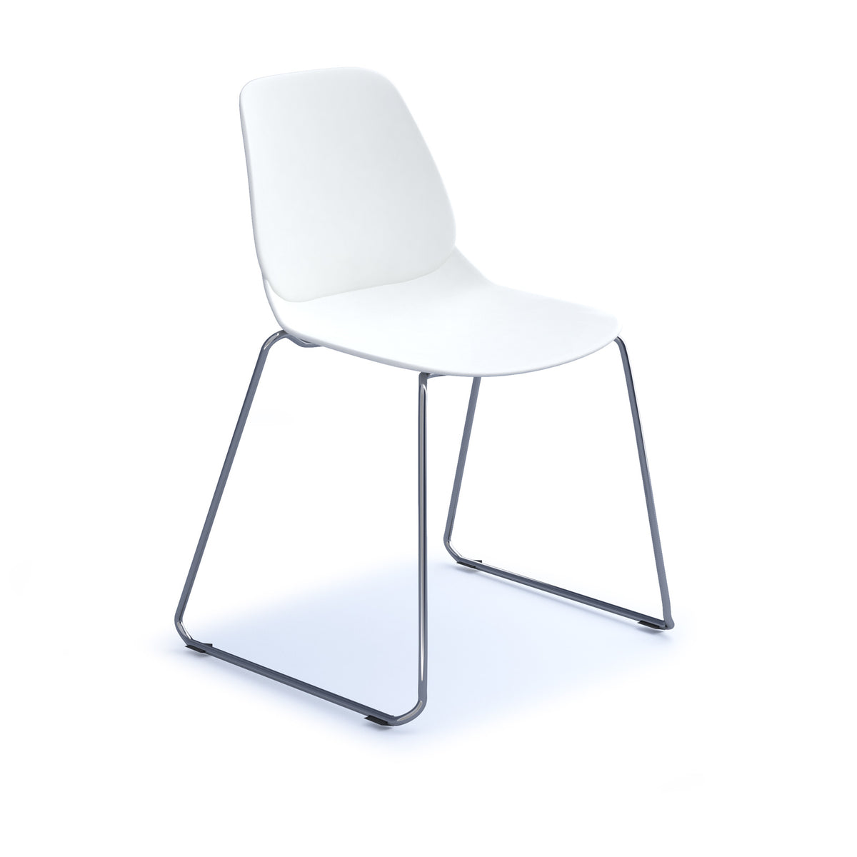Strut multi-purpose un-upholstered chair with chrome sled frame - white - view 1