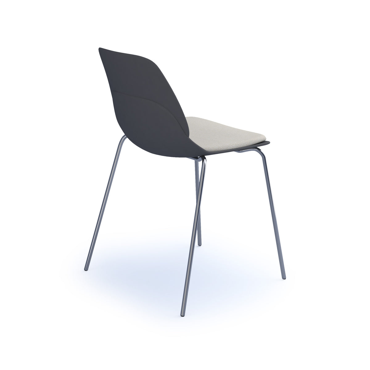 Strut chair with upholstered seat pad and chrome 4 leg frame - grey - view 2