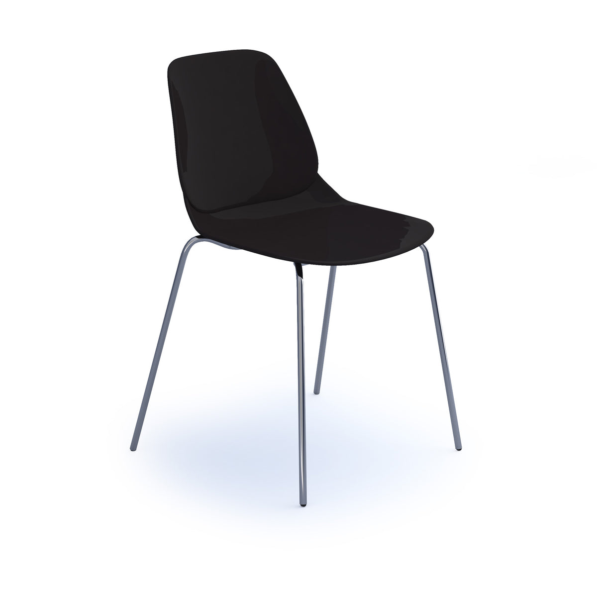 Strut multi-purpose un-upholstered chair with chrome 4 leg frame - black - view 1