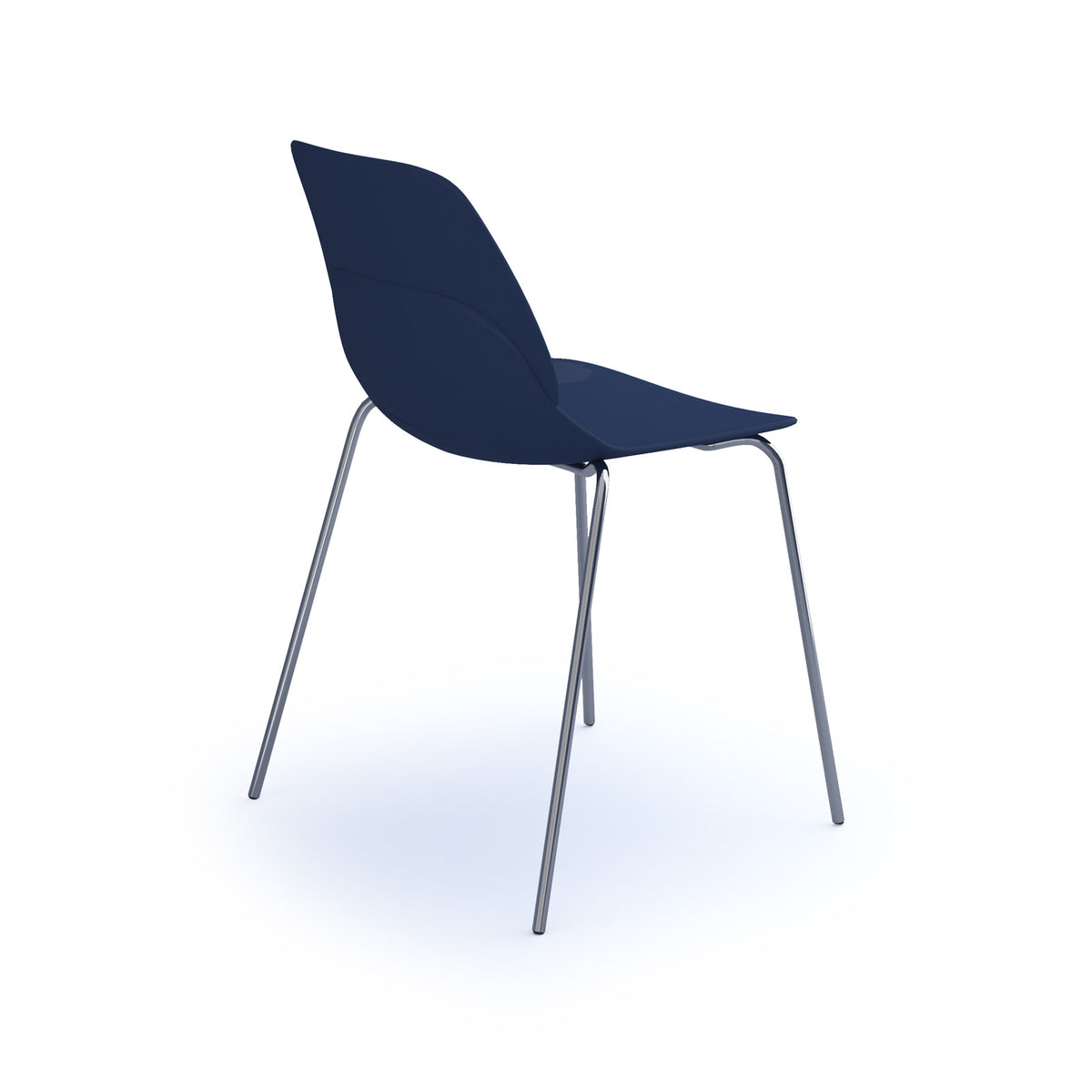 Strut multi-purpose un-upholstered chair with chrome 4 leg frame - navy blue - view 2