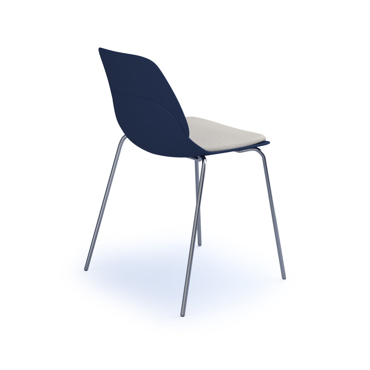 Strut chair with upholstered seat pad and chrome 4 leg frame - navy blue - view 2