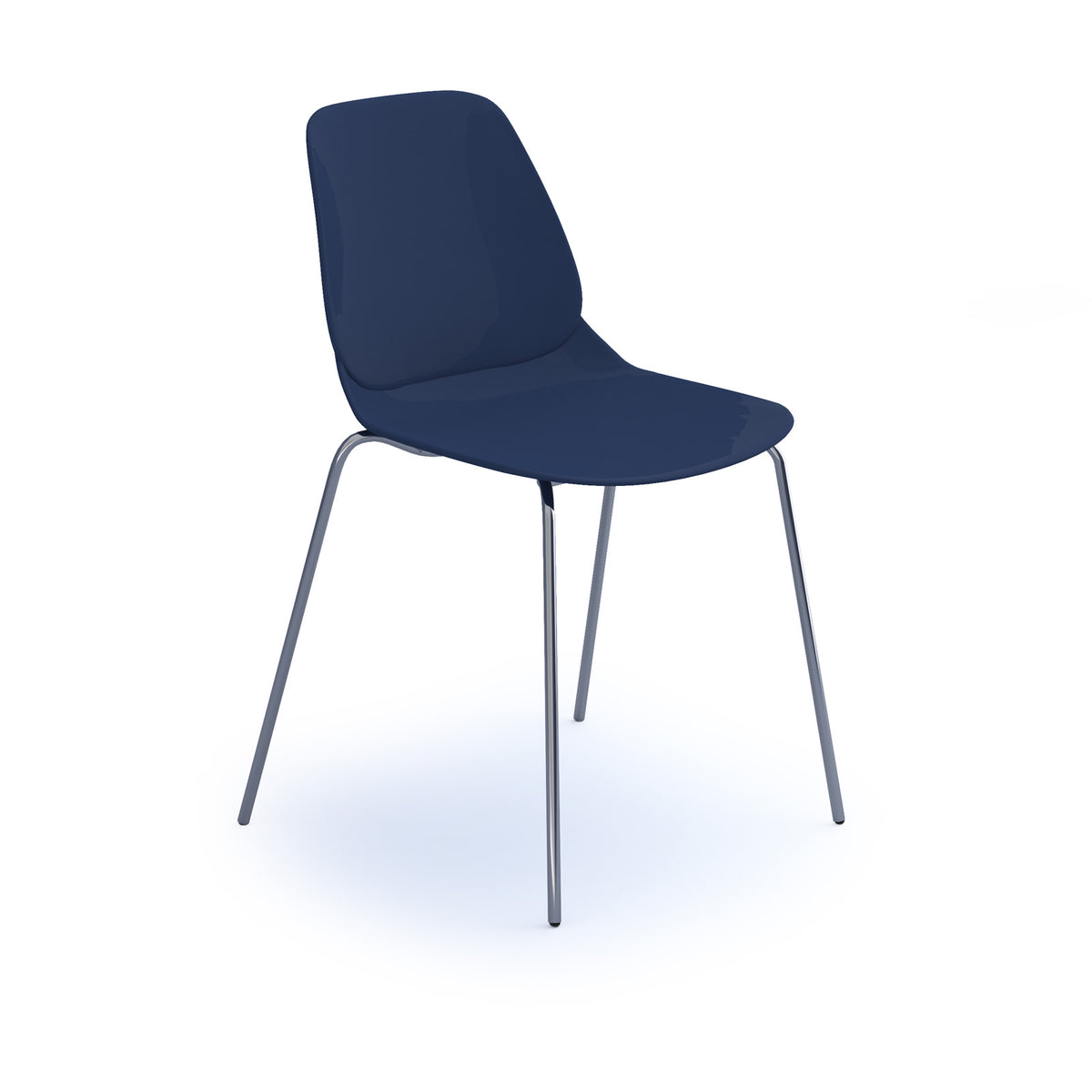 Strut multi-purpose un-upholstered chair with chrome 4 leg frame - navy blue - view 1