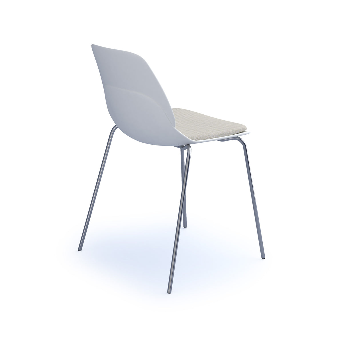 Strut chair with upholstered seat pad and chrome 4 leg frame - white - view 2