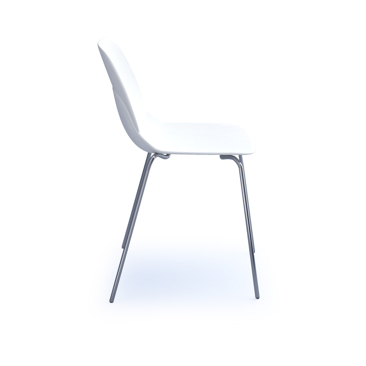 Strut chair with upholstered seat pad and chrome 4 leg frame - white - view 3