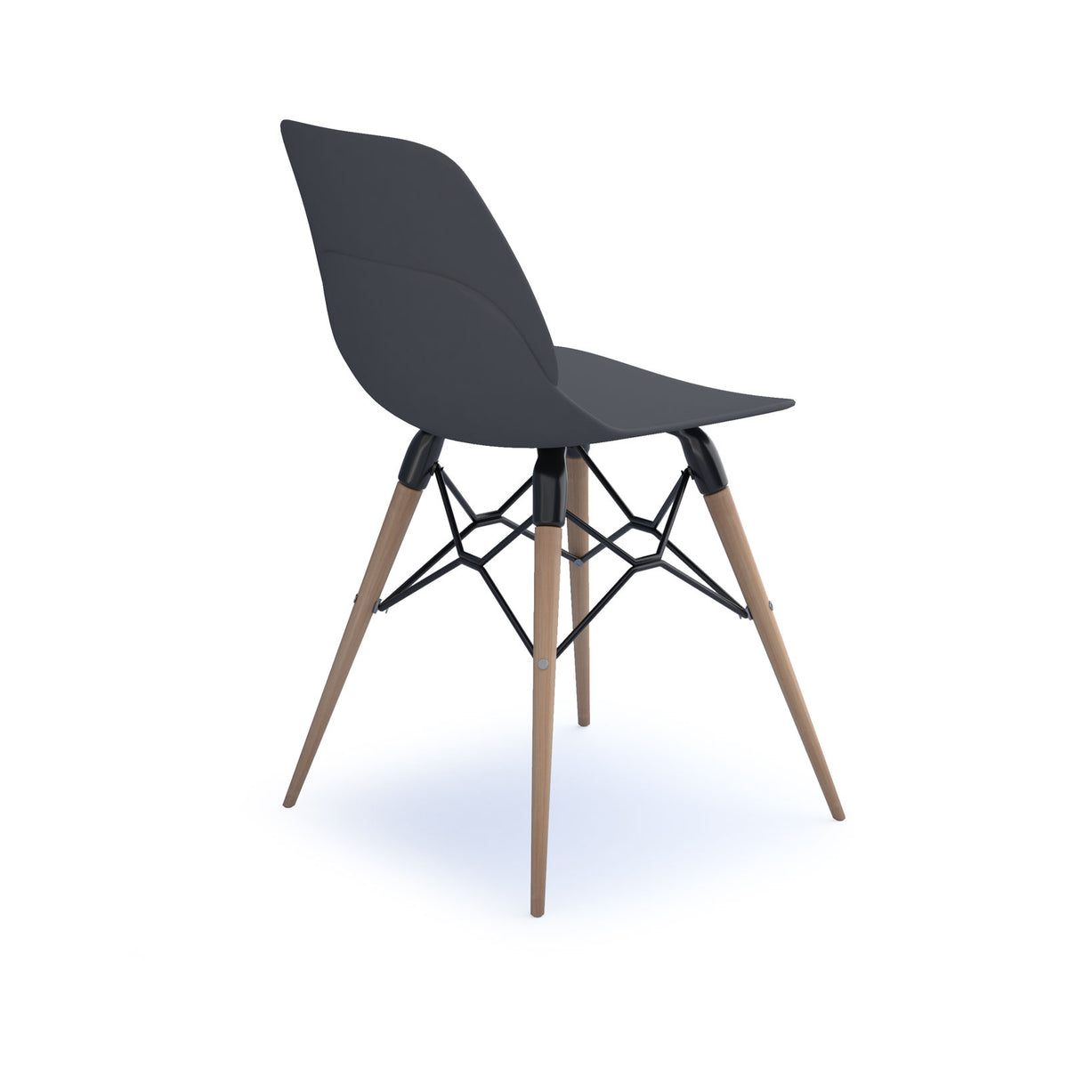 Strut multi-purpose un-upholstered chair with natural oak 4 leg frame and black steel detail - grey - view 2