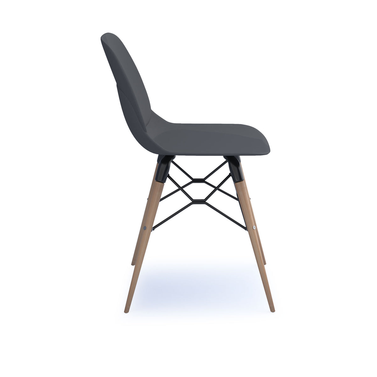Strut multi-purpose un-upholstered chair with natural oak 4 leg frame and black steel detail - grey - view 3