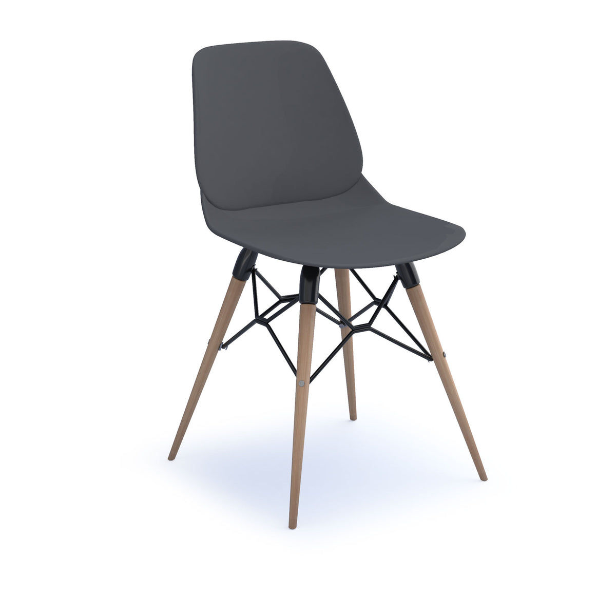 Strut multi-purpose un-upholstered chair with natural oak 4 leg frame and black steel detail - grey - view 1