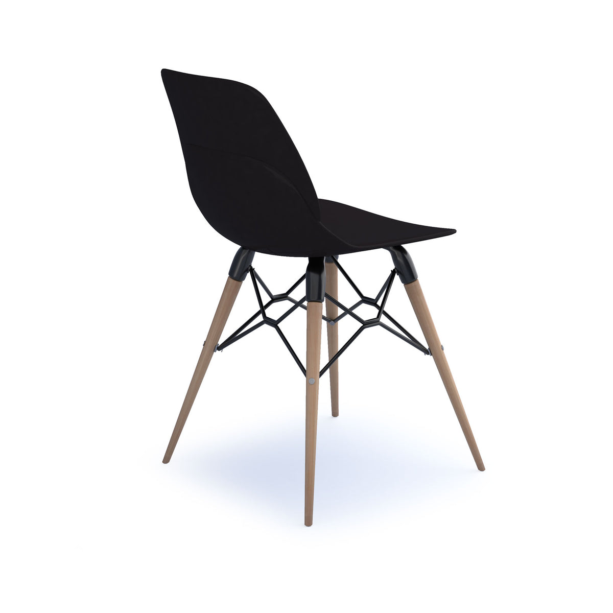 Strut multi-purpose un-upholstered chair with natural oak 4 leg frame and black steel detail - black - view 2