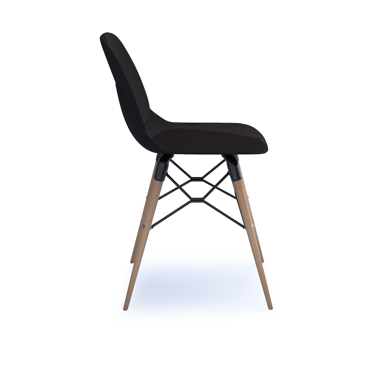 Strut multi-purpose un-upholstered chair with natural oak 4 leg frame and black steel detail - black - view 3