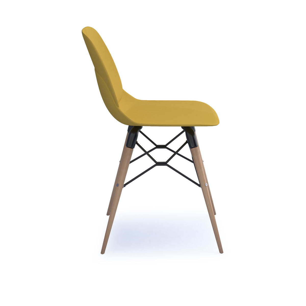 Strut multi-purpose un-upholstered chair with natural oak 4 leg frame and black steel detail - mustard - view 3