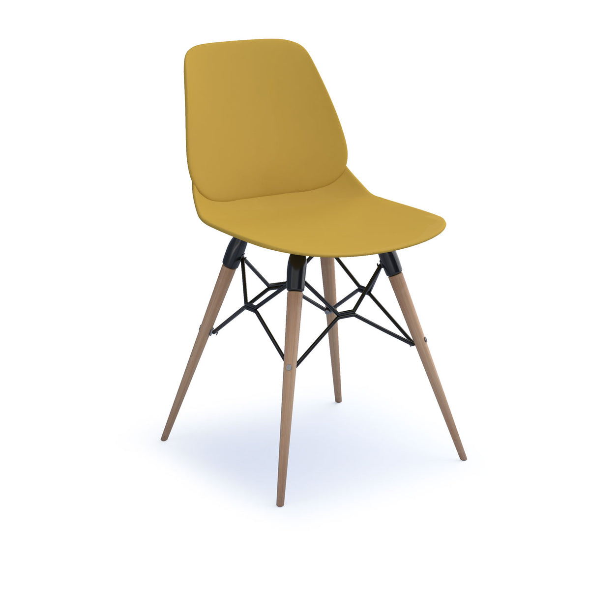 Strut multi-purpose un-upholstered chair with natural oak 4 leg frame and black steel detail - mustard - view 1