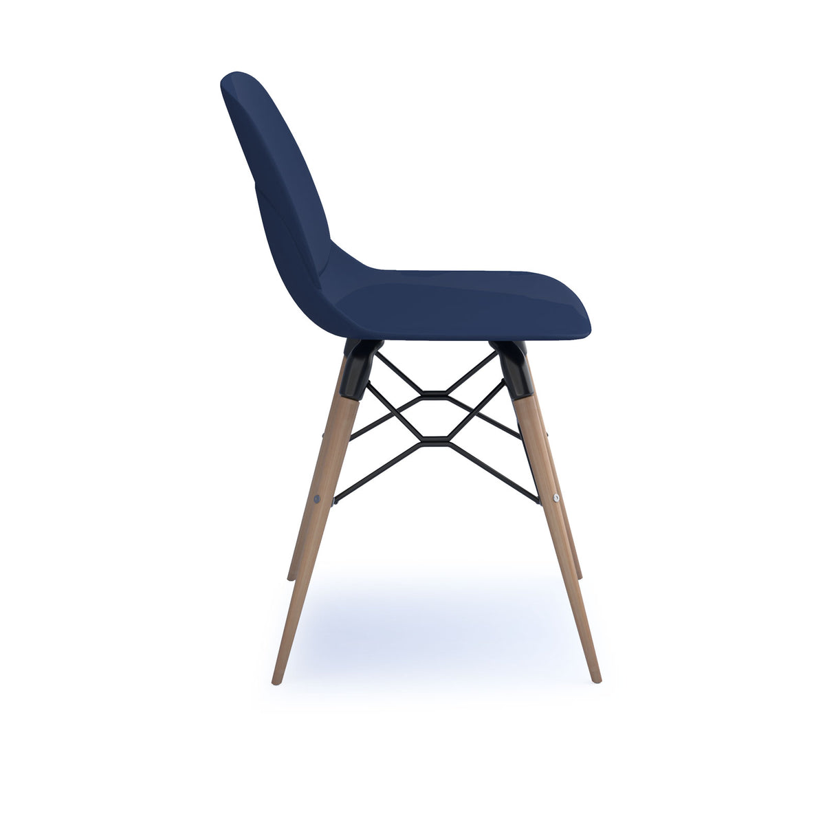 Strut multi-purpose un-upholstered chair with natural oak 4 leg frame and black steel detail - navy blue - view 3