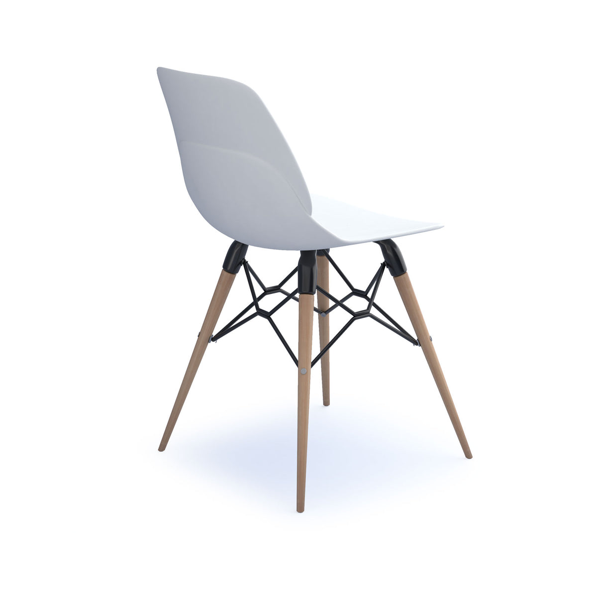 Strut multi-purpose un-upholstered chair with natural oak 4 leg frame and black steel detail - white - view 2