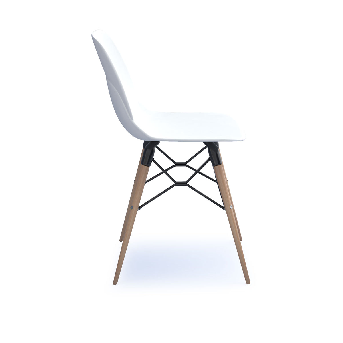 Strut multi-purpose un-upholstered chair with natural oak 4 leg frame and black steel detail - white - view 3