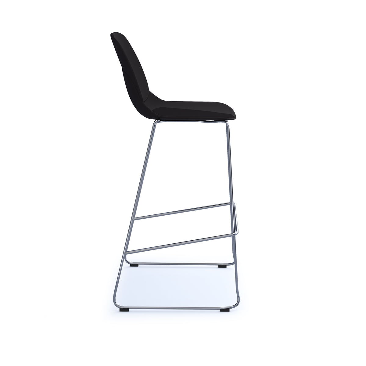 Strut multi-purpose un-upholstered stool with chrome sled frame - black - view 3