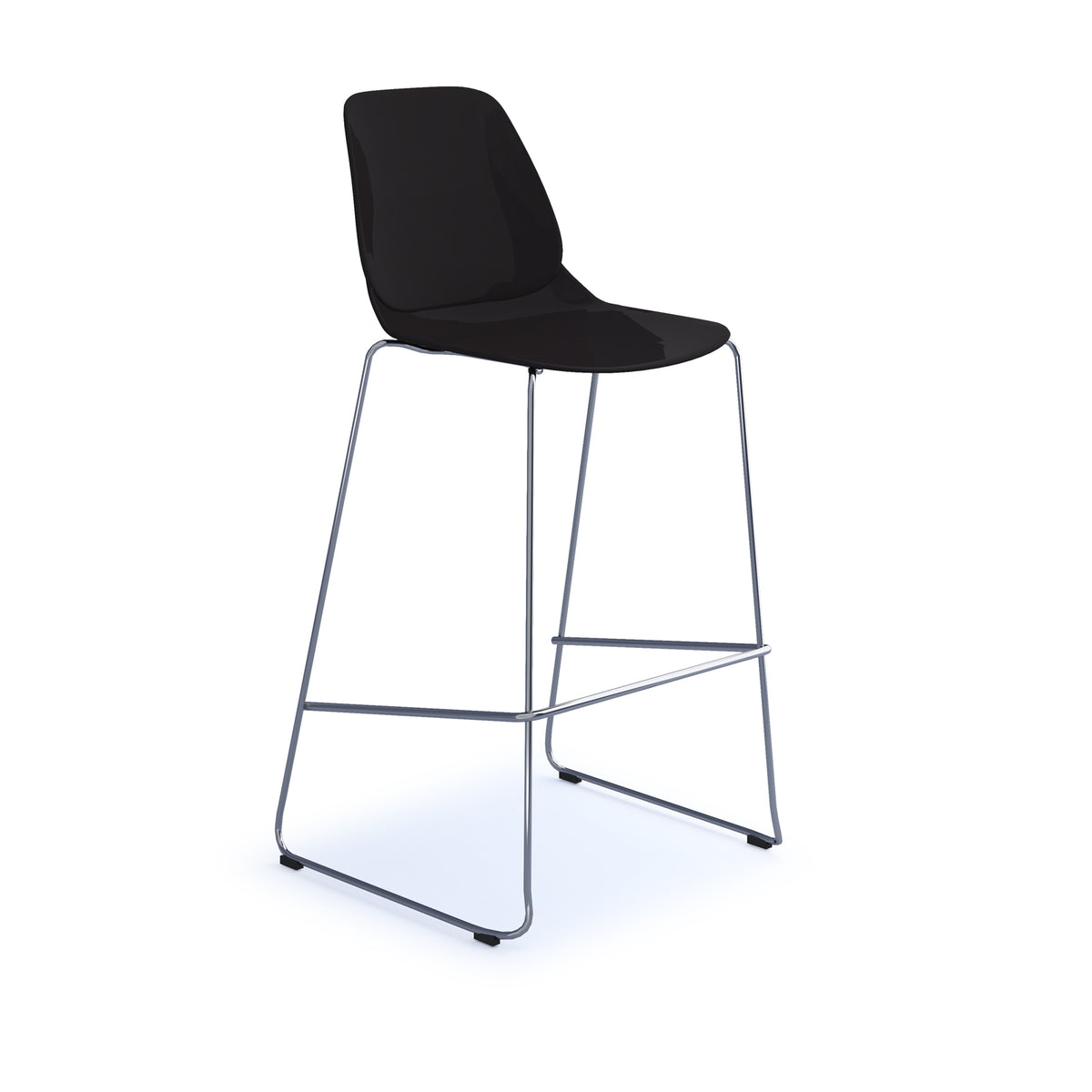 Strut multi-purpose un-upholstered stool with chrome sled frame - black - view 1