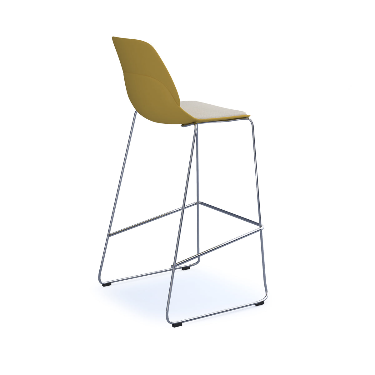 Strut stool with upholstered seat pad and chrome sled frame - mustard - view 2