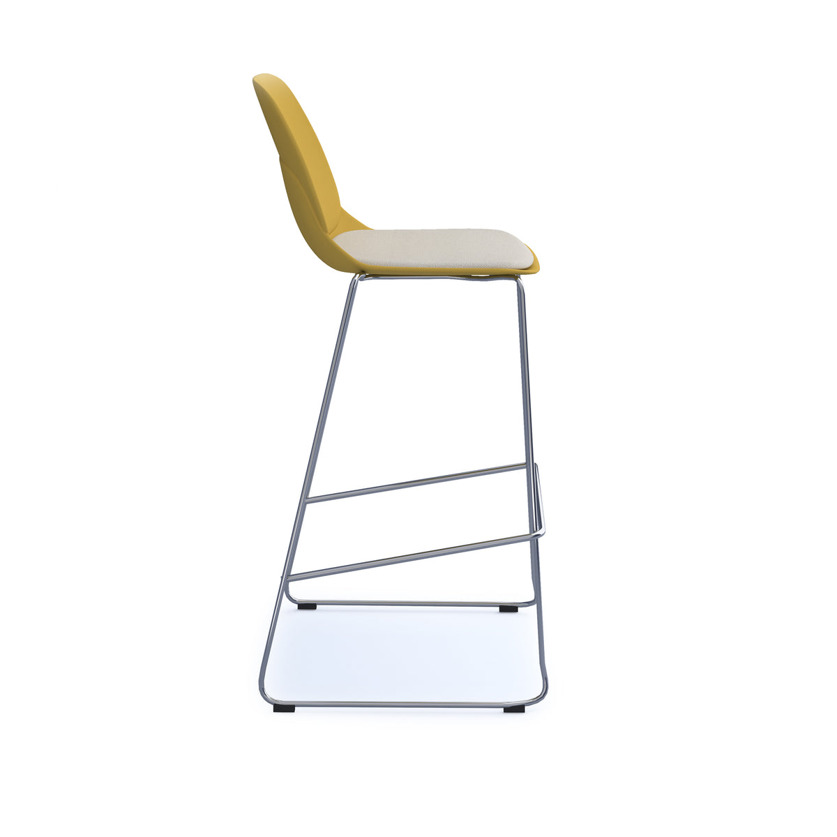 Strut stool with upholstered seat pad and chrome sled frame - mustard - view 3