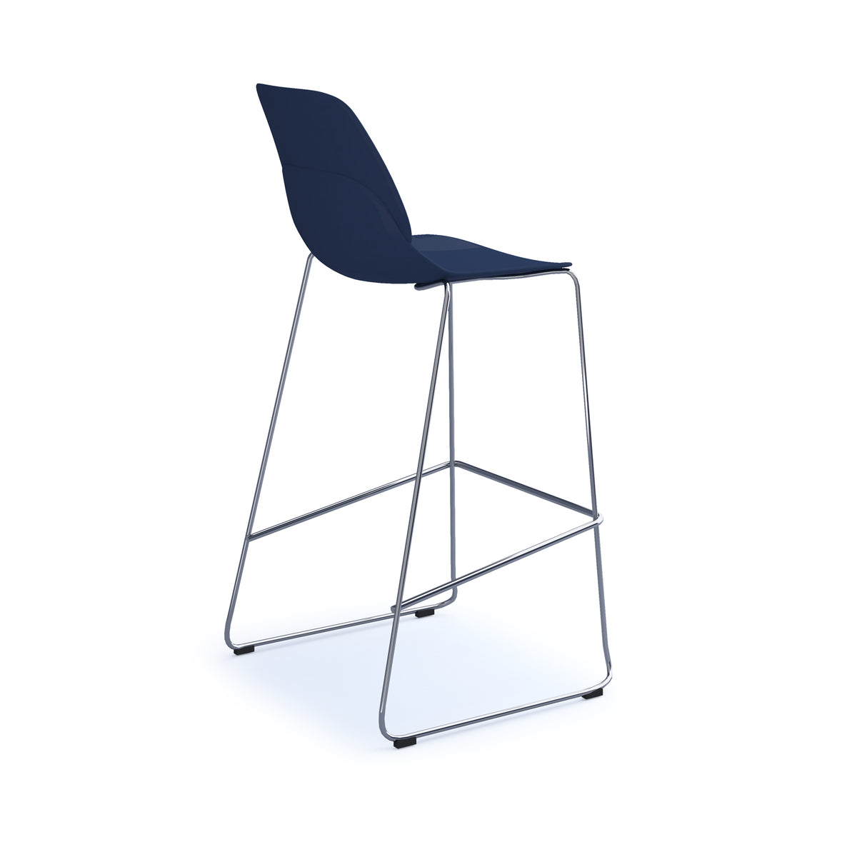 Strut multi-purpose un-upholstered stool with chrome sled frame - navy blue - view 2
