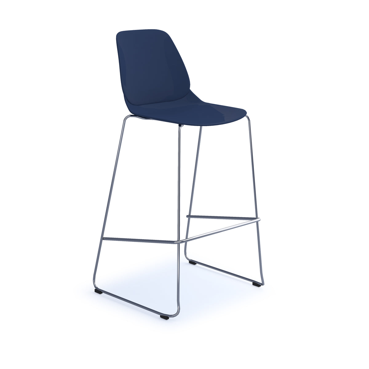 Strut multi-purpose un-upholstered stool with chrome sled frame - navy blue - view 1
