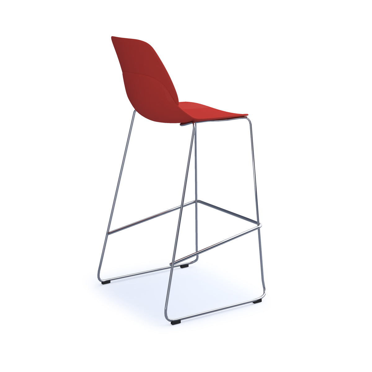 Strut multi-purpose un-upholstered stool with chrome sled frame - red - view 2