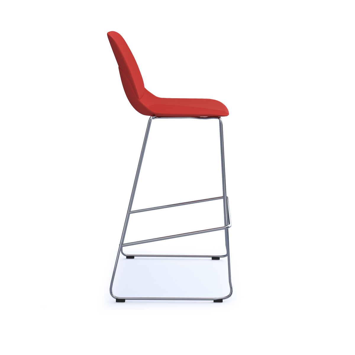 Strut multi-purpose un-upholstered stool with chrome sled frame - red - view 3