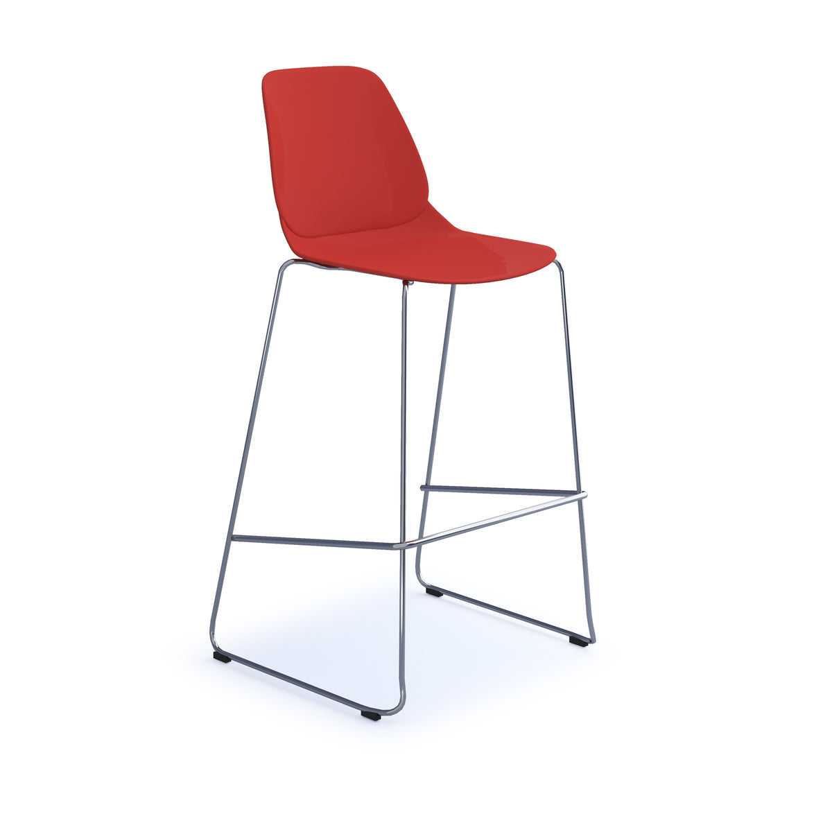 Strut multi-purpose un-upholstered stool with chrome sled frame - red - view 1