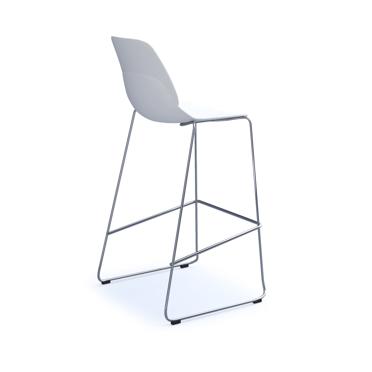 Strut multi-purpose un-upholstered stool with chrome sled frame - white - view 2