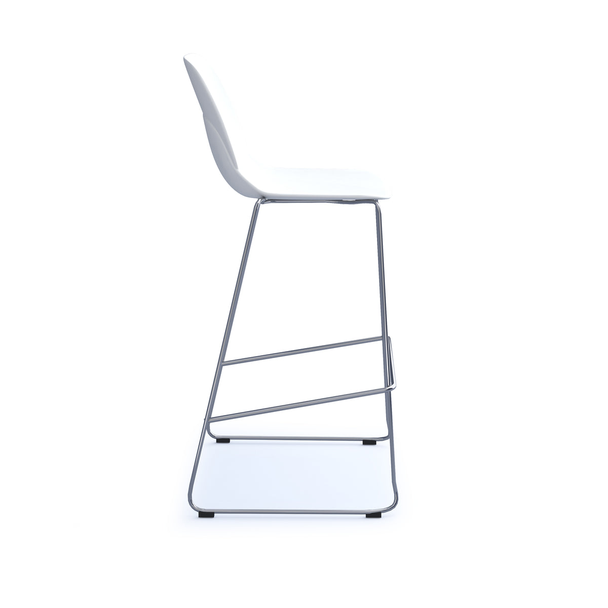 Strut multi-purpose un-upholstered stool with chrome sled frame - white - view 3