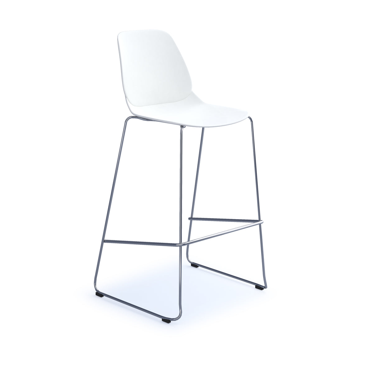 Strut multi-purpose un-upholstered stool with chrome sled frame - white - view 1