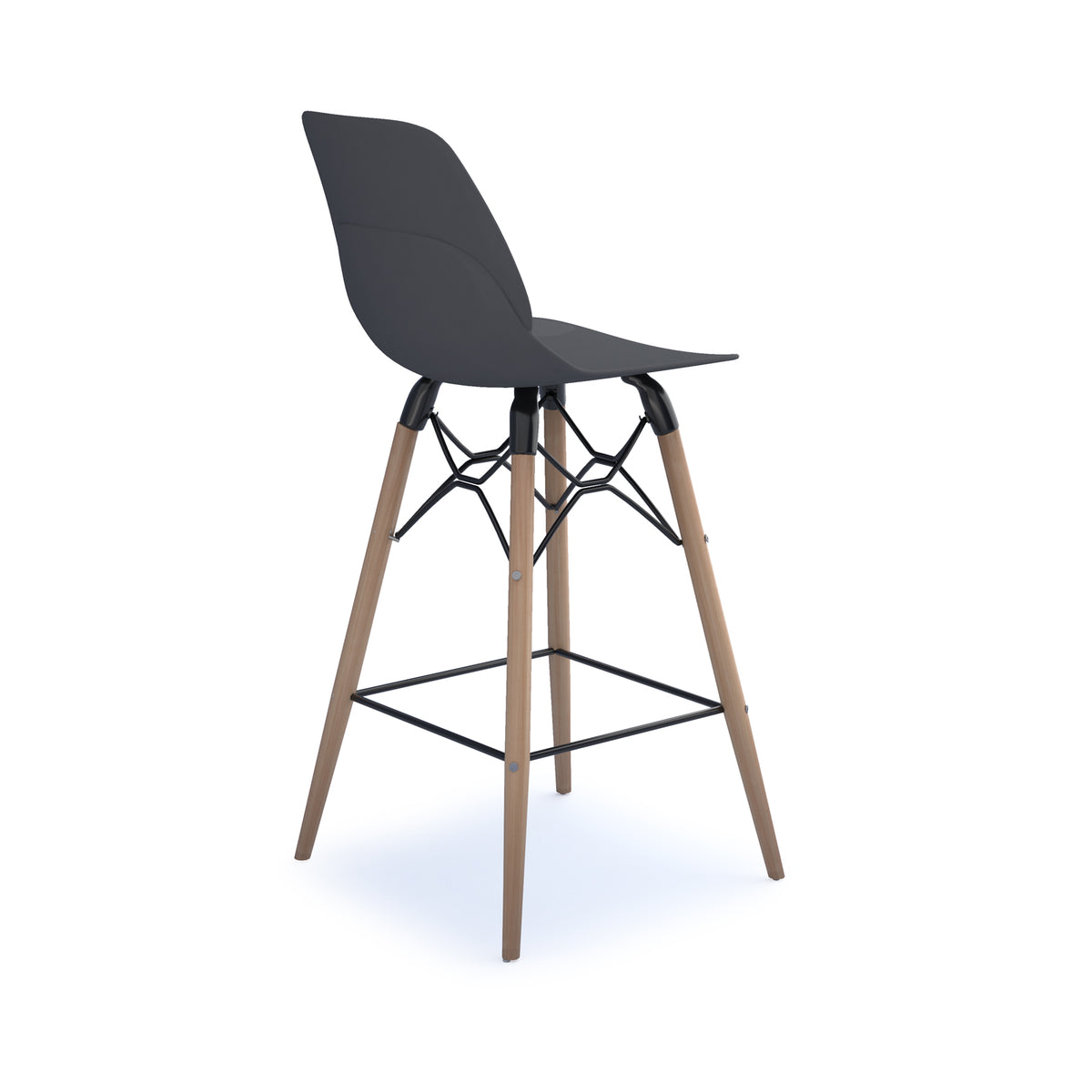 Strut multi-purpose un-upholstered stool with natural oak 4 leg frame and black steel detail - grey - view 2
