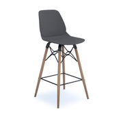 Strut multi-purpose un-upholstered stool with natural oak 4 leg frame and black steel detail - grey - view 1