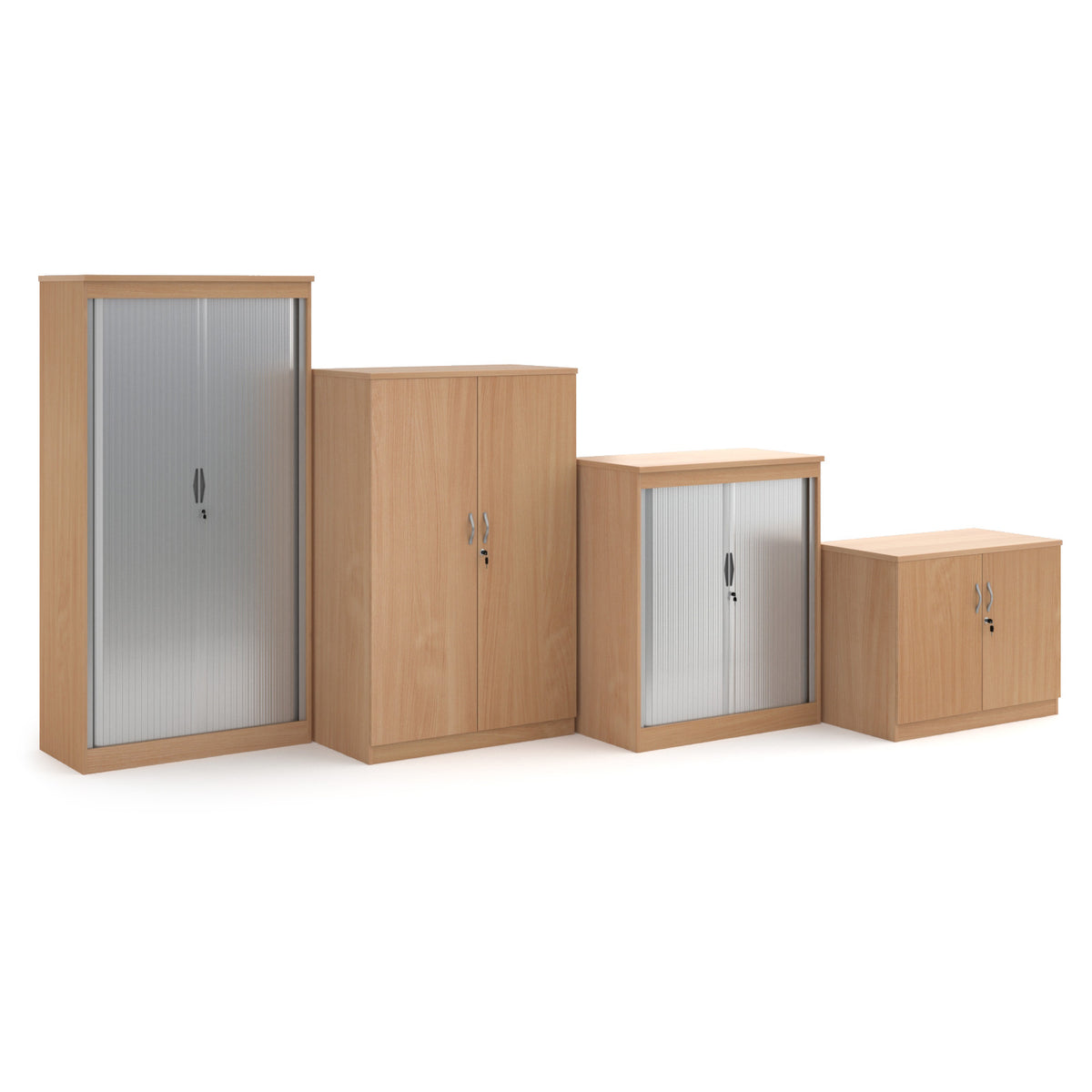 Systems horizontal tambour door cupboard 1200mm high - Beech - view 4