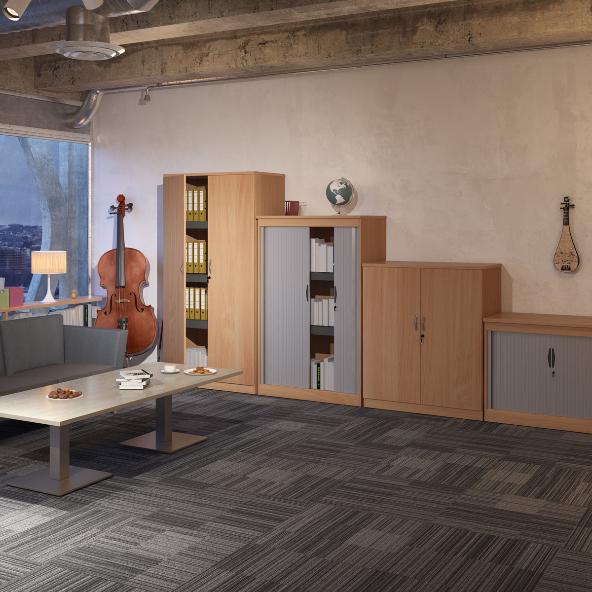 Systems double door cupboard 1200mm high - Beech - view 2