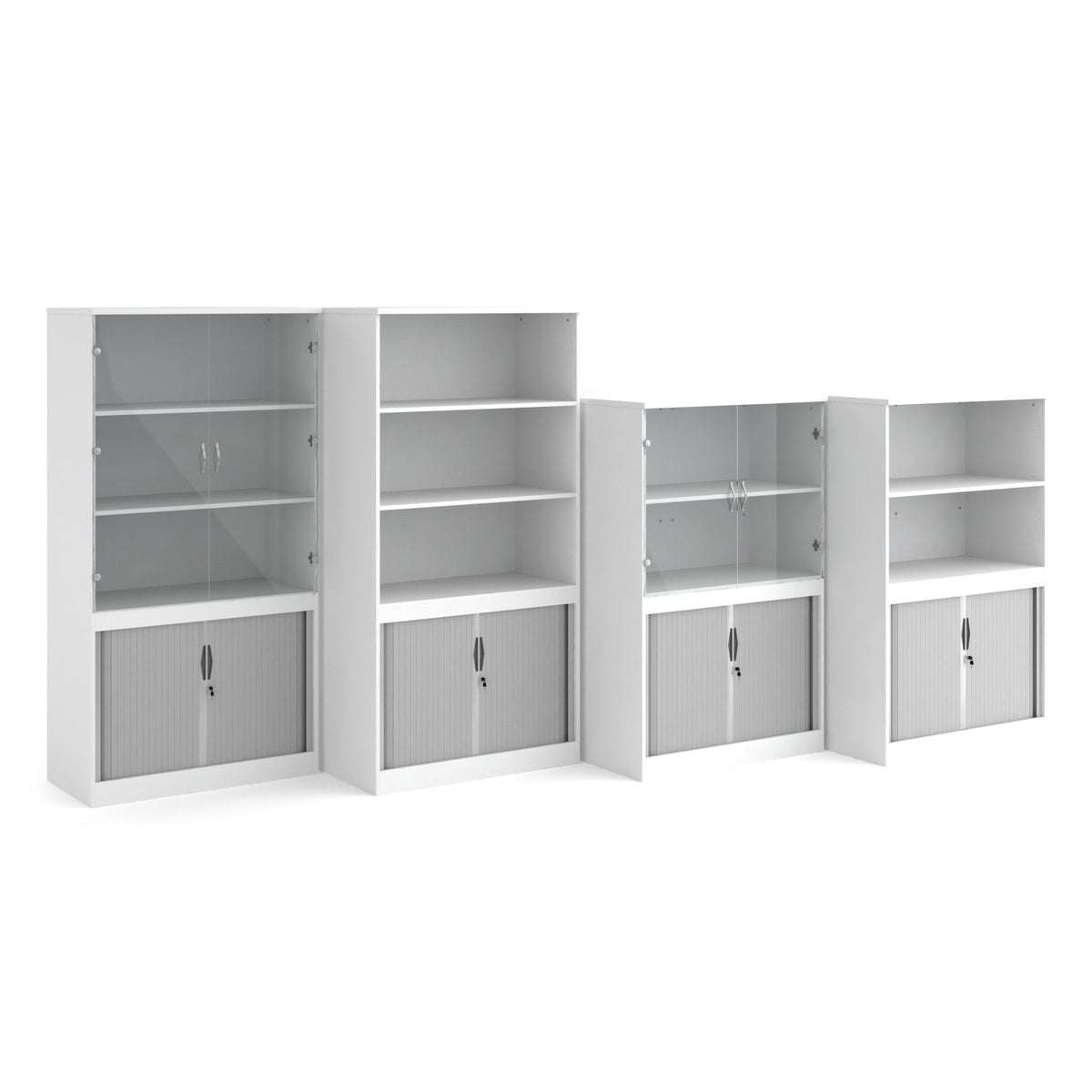 Systems horizontal tambour door cupboard 1200mm high - white - view 4
