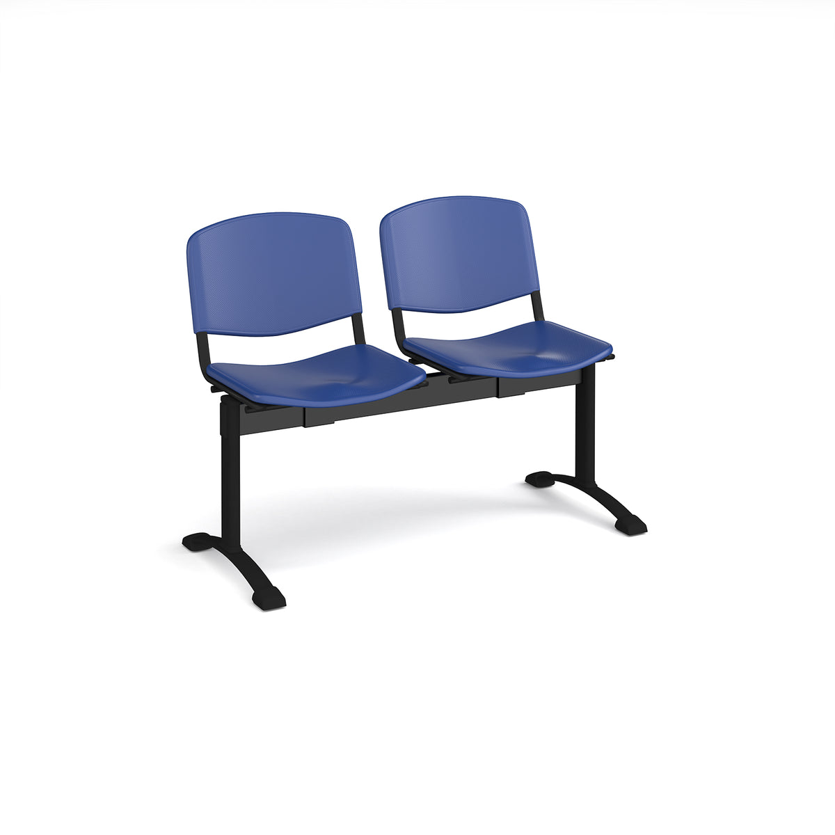 Taurus plastic seating - bench 2 wide with 2 seats - blue - view 1