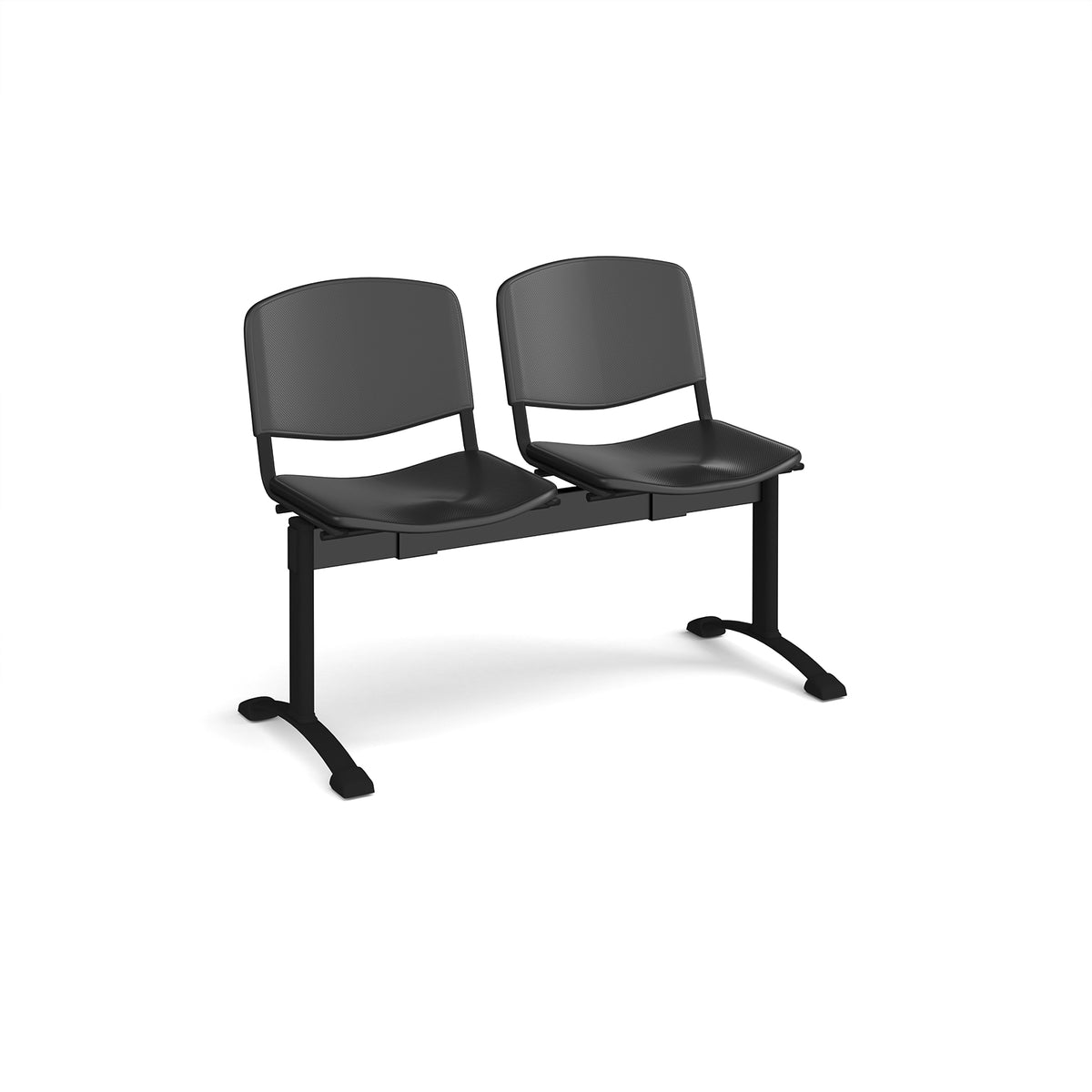 Taurus plastic seating - bench 2 wide with 2 seats - black - view 1