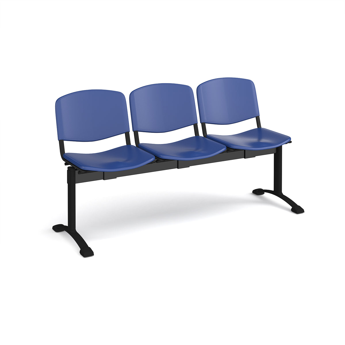 Taurus plastic seating - bench 3 wide with 3 seats - blue - view 1