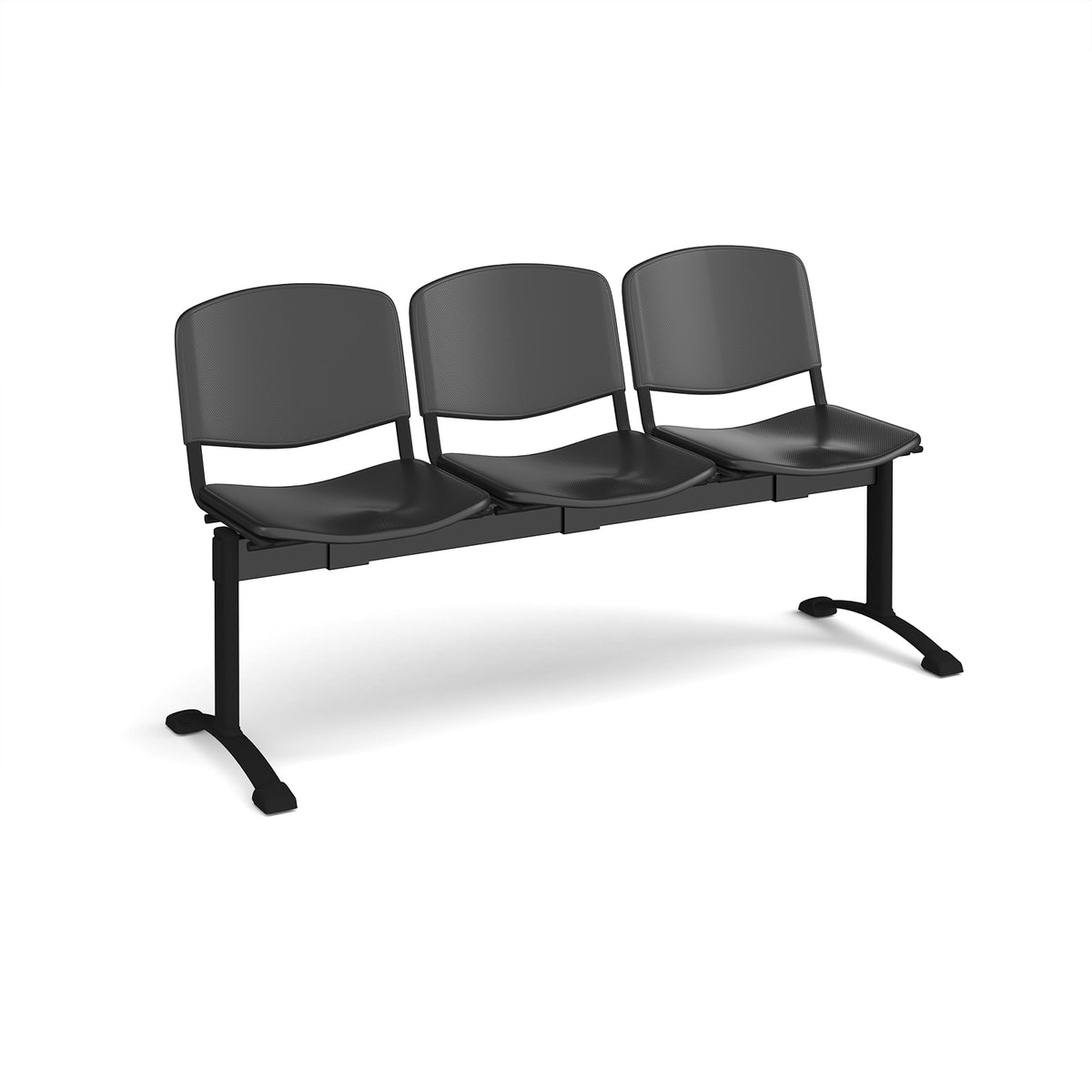 Taurus plastic seating - bench 3 wide with 3 seats - black - view 1