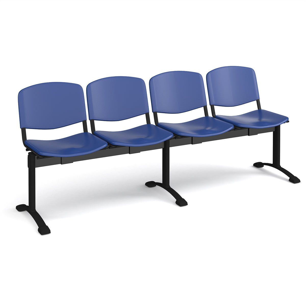 Taurus plastic seating - bench 4 wide with 4 seats - blue - view 1
