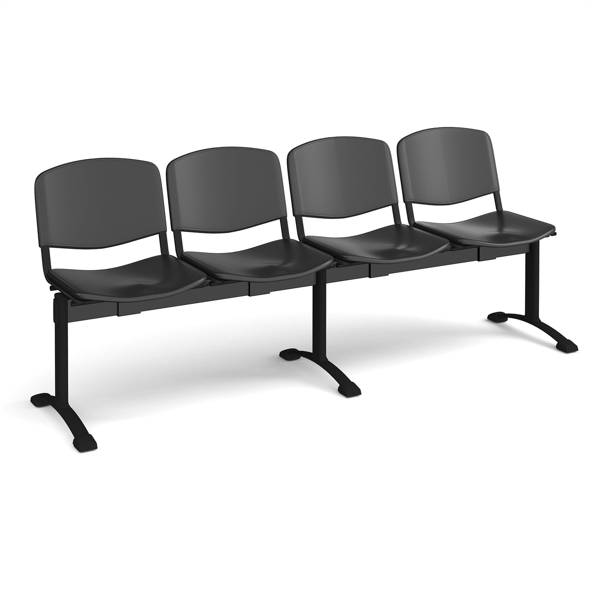 Taurus plastic seating - bench 4 wide with 4 seats - black - view 1