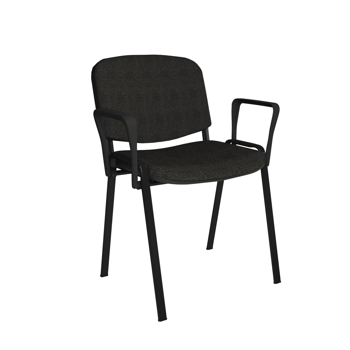 Taurus meeting room chair with black frame and fixed arms - charcoal - view 1