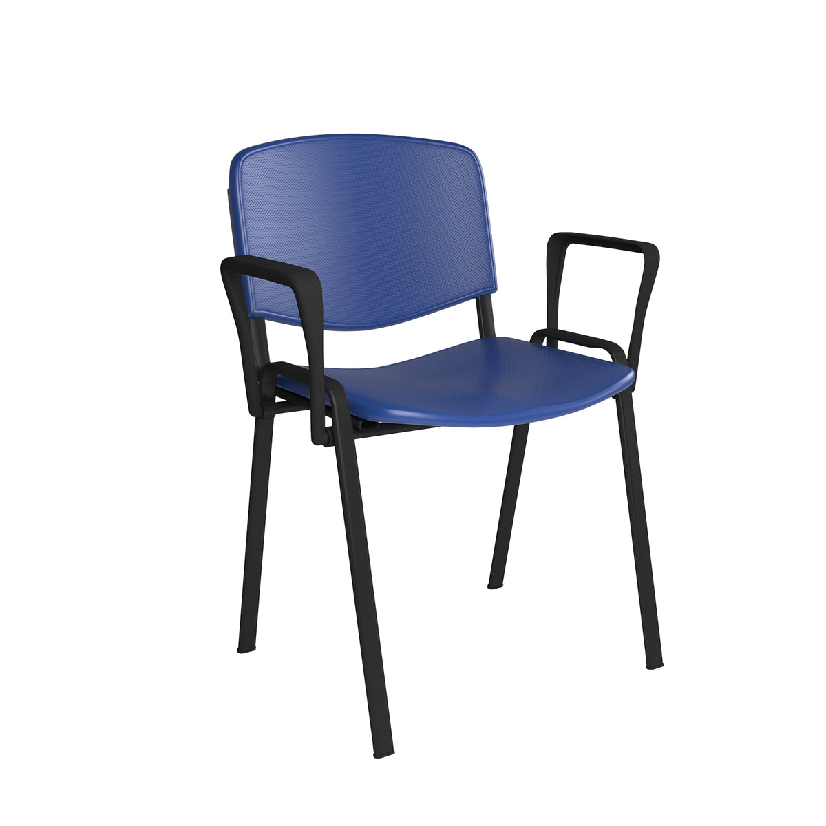 Taurus plastic meeting room chair with fixed arms - blue with black frame - view 1