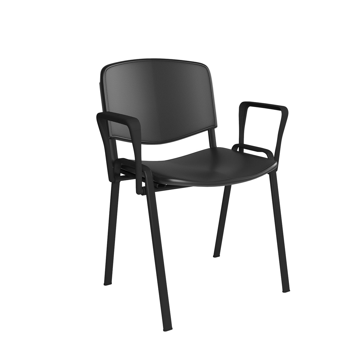 Taurus plastic meeting room chair with fixed arms - black with black frame - view 1