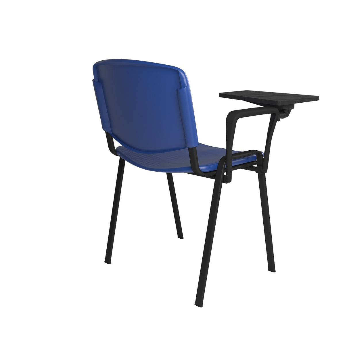 Taurus plastic meeting room chair with writing tablet - blue with black frame - view 3