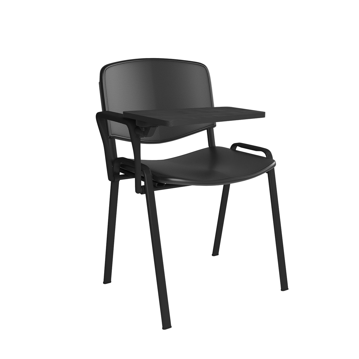 Taurus plastic meeting room chair with writing tablet - black with black frame - view 1