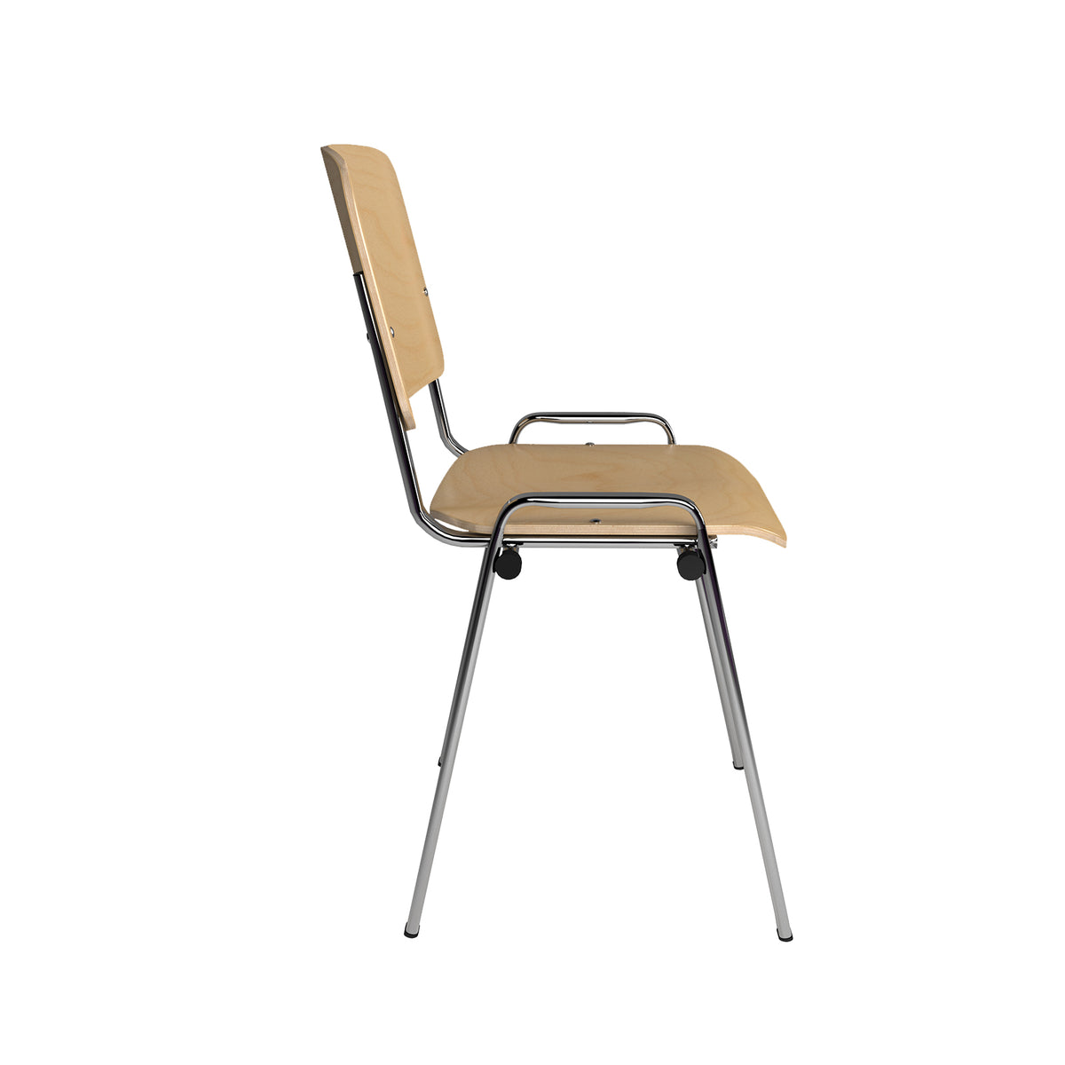 Taurus wooden meeting room stackable chair with no arms - Beech with chrome frame - view 2